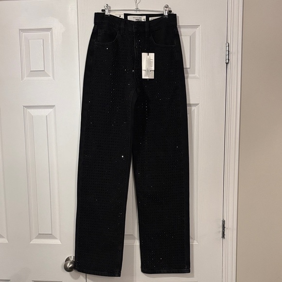 NWT | Dynamite | 0 | Mika Rhinestone Relaxed Straight Jeans - Picture 5 of 10